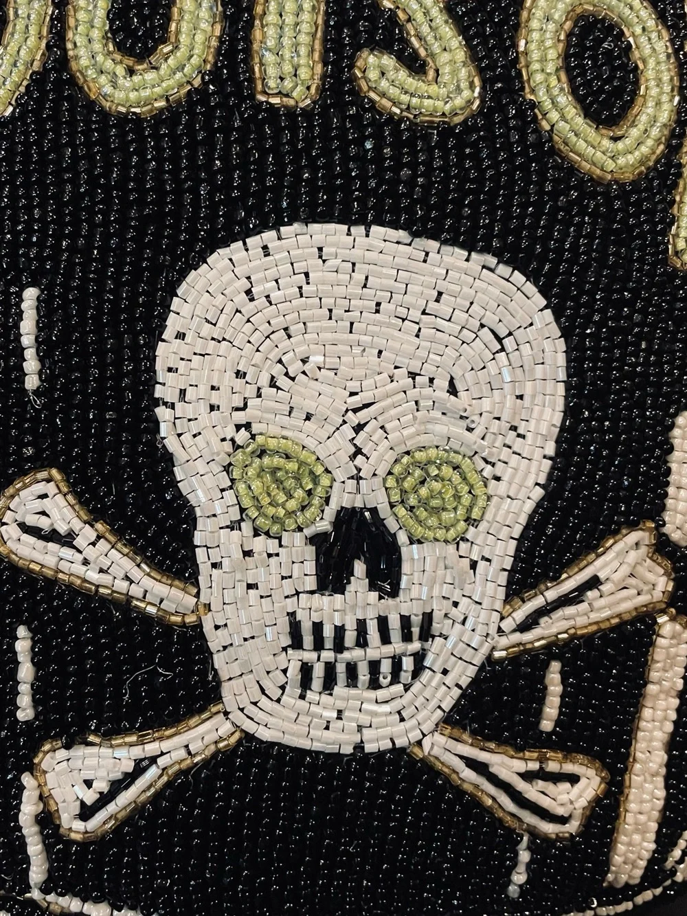 SPOOKY NIGHT Beaded POISON Bottle Skull And Crossbones Decorative Throw Pillow